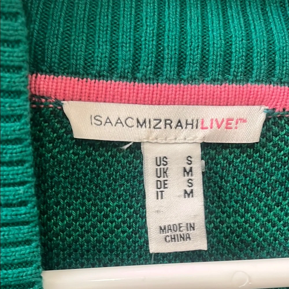 Isaac Mizrahi: NWOT Green Plaid Open Front Cardigan Sweater - Picture 2 of 5